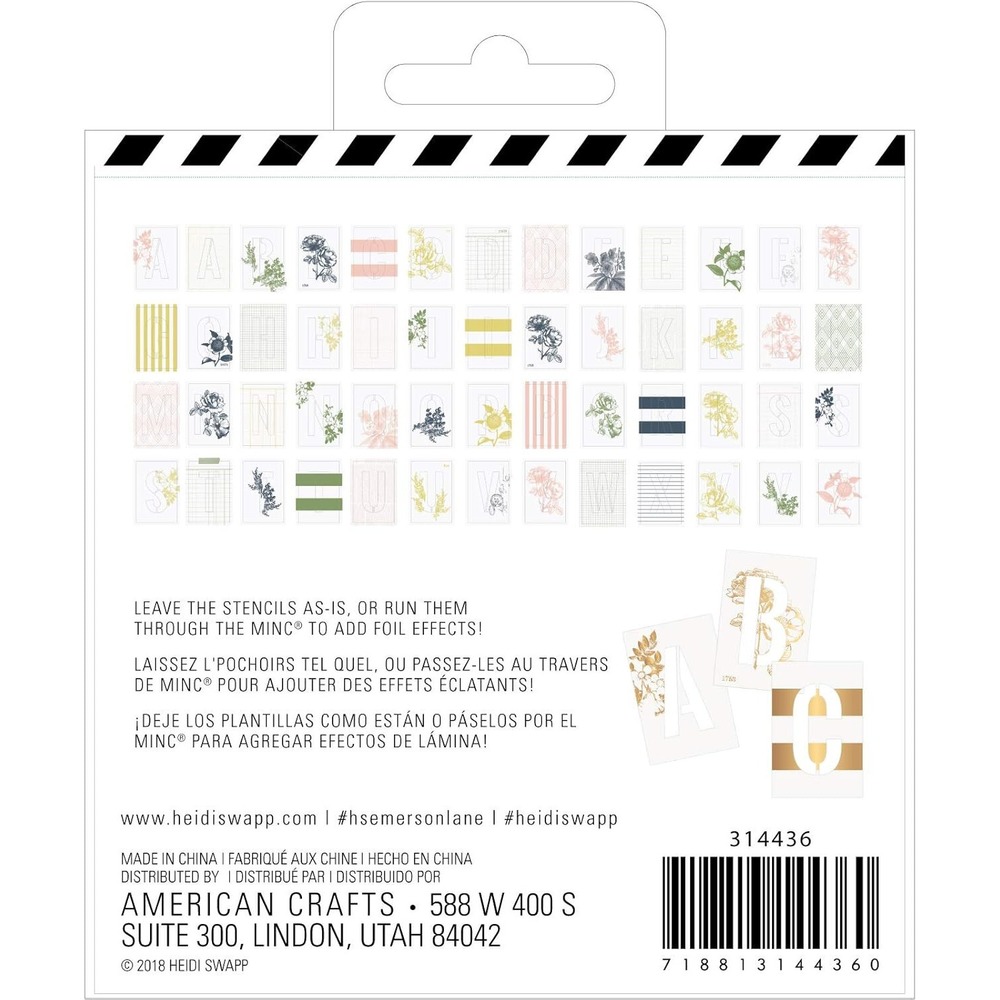 Heidi Swapp 314436 Embellishment Emerson Lane-Alphabet Stencils (52 Piece), Mult